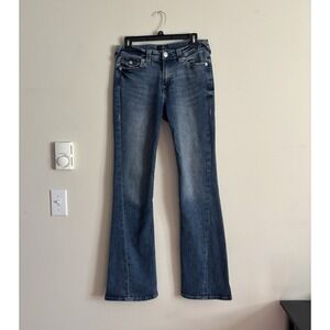 True Religion Jeans Joey Mid Rise Flare Size 30 Flap Pocket Bootcut Y2K‎ Cotton